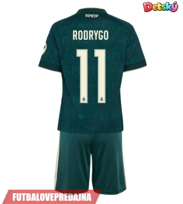 Lacne Dětský Futbalové dres Real Madrid Rodrygo Goes #11 2026-27 Krátky Rukáv - Preč (+ trenírky)